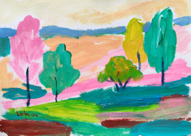 Bunte Landschaft Baum Malerei Original