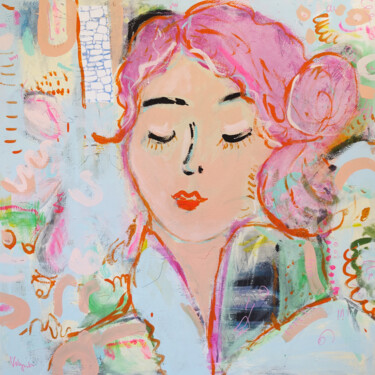 Scrolling Girl Pink Abstract painting